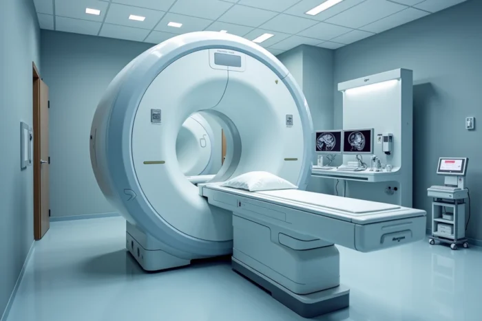 Machine PET scan dans une salle d'imagerie médicale nucléaire moderne sans patient