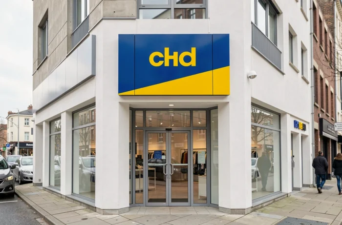 Nouveau logo Castorama 2026 affiché sur la facade modernisée d'un magasin de bricolage